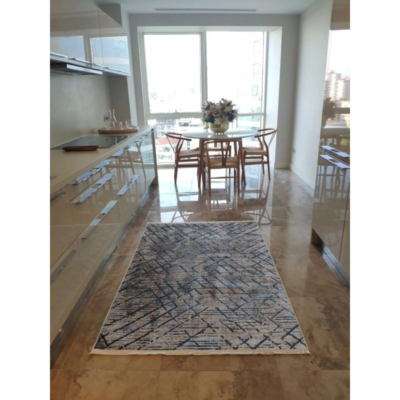 Coton mathaîné à rayures numériques gris mathaï; Tapis chenille antidérapant, Tapis de couloir 2 pi 7 po x 10 pi 6 po