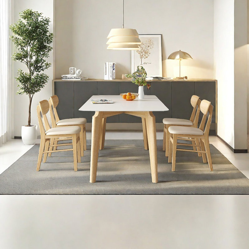 Table de salle à manger en bois de frêne ardoise, H 29,52 po x L 70,86 po x l 31,49 po