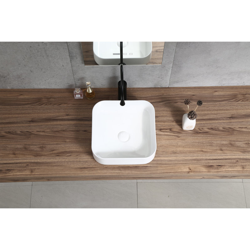 Lavabo de comptoir carré (finition blanche) certifié CUPC