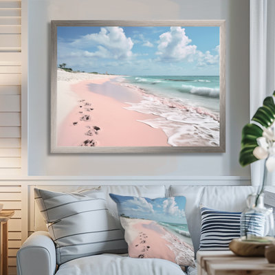 «Pink Minimalisme Beach Landscape II - Coastal Beach», art sur toile