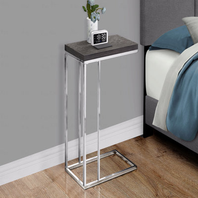 Accent Table, C-Shaped, End, Side, Snack, Laminate, Chrome Metal, Contemporary, Modern