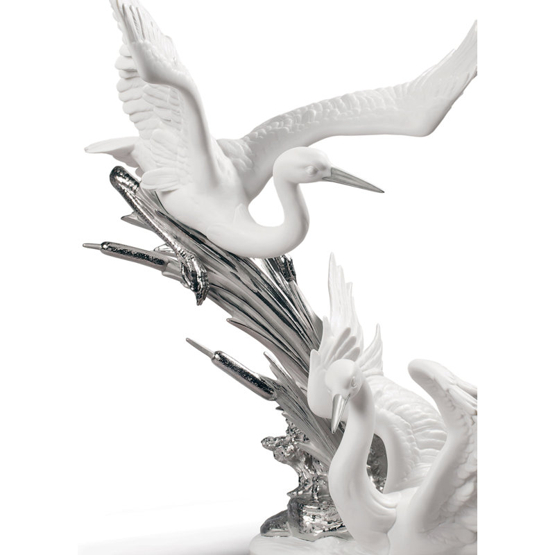 Cranes Statue, Silver Lustre