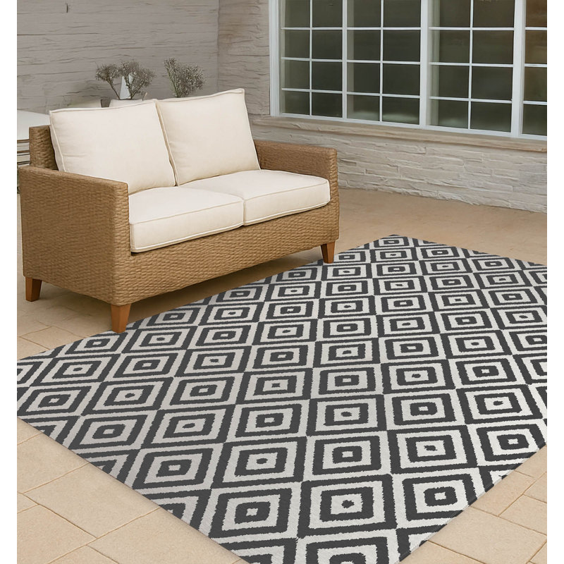 Tapis d'extérieur antidérapant Ikat Eye, Rectangle 5 pi x 7 pi