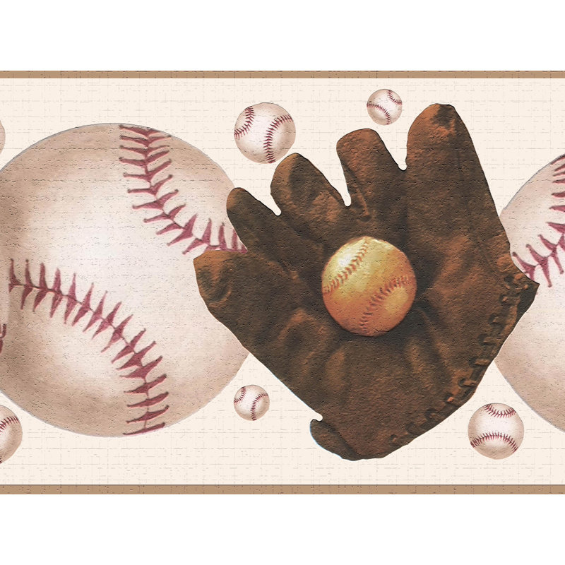 Bordure de papier peint à peindre L 15 pi x l 7 po Crispina Baseballs