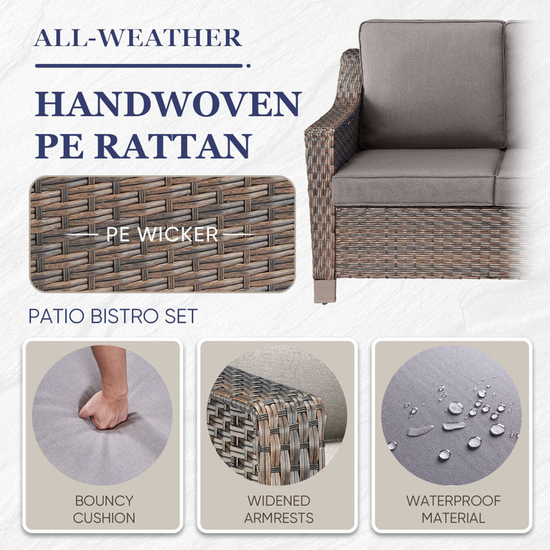 Jenesys Outdoor Wicker Sofa Set With Swivel Glider Chairs & Ottomans - Comfortable, Durable For Patios & Gardens, Gray