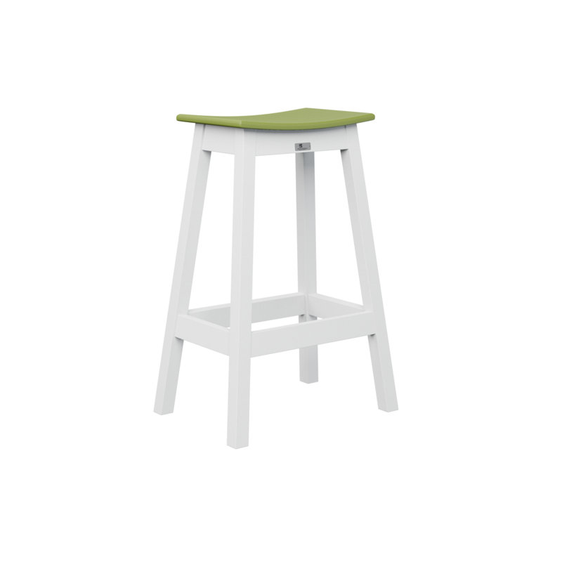 Berlin Gardens Regular Top With White Base Saddle Bar Stool, Kiwi Green, 30.5"