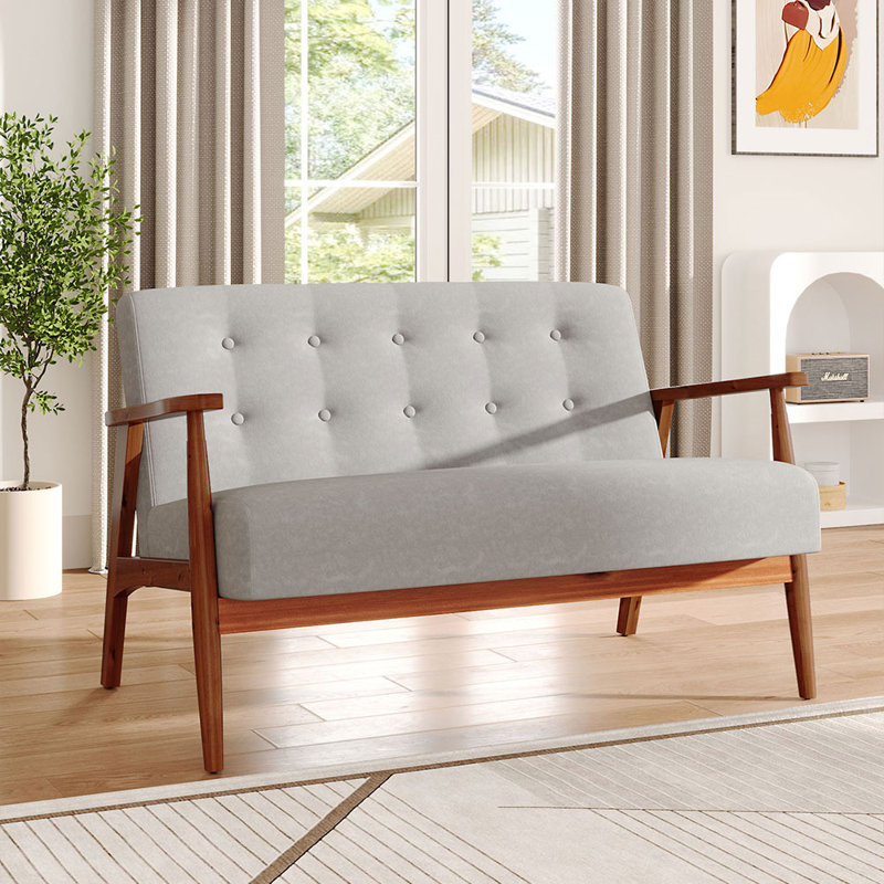 Solid Wooden Frame Loveseat Upholstered Sofa 