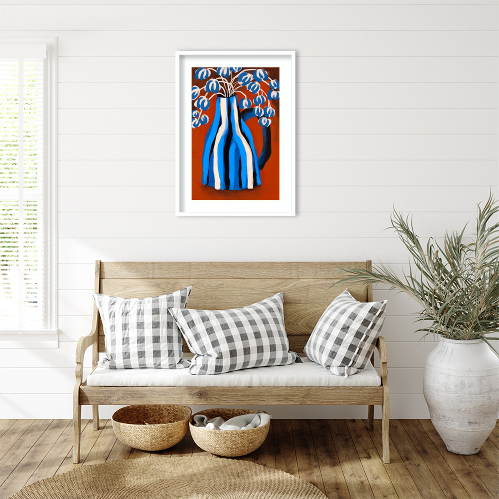 Galya "Striped Vase" Print by Treechild, 33" H x 24" W, White