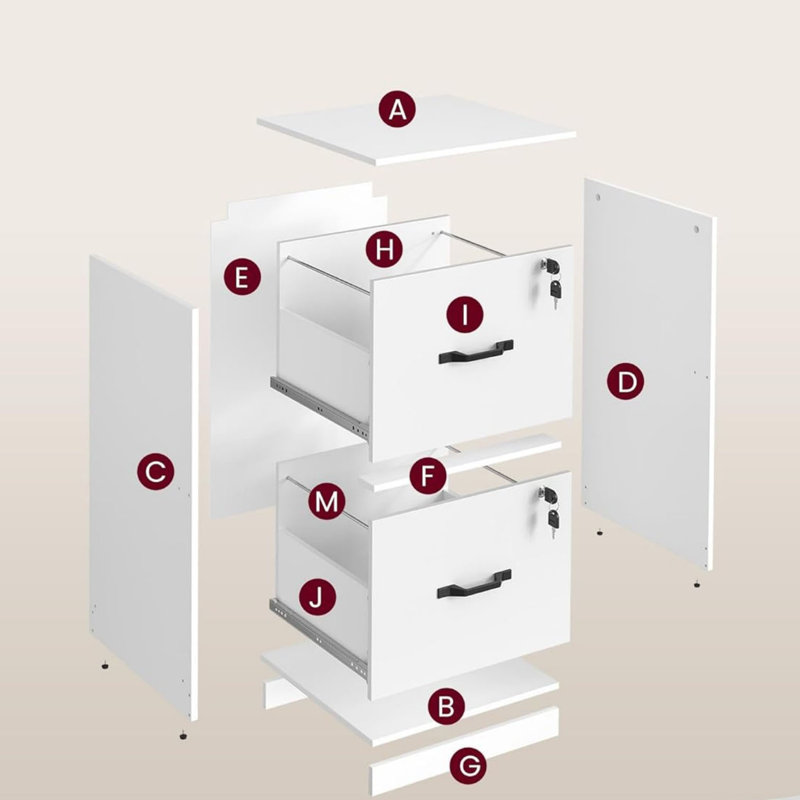 41 cm W 2 -Drawer Filing Cabinet