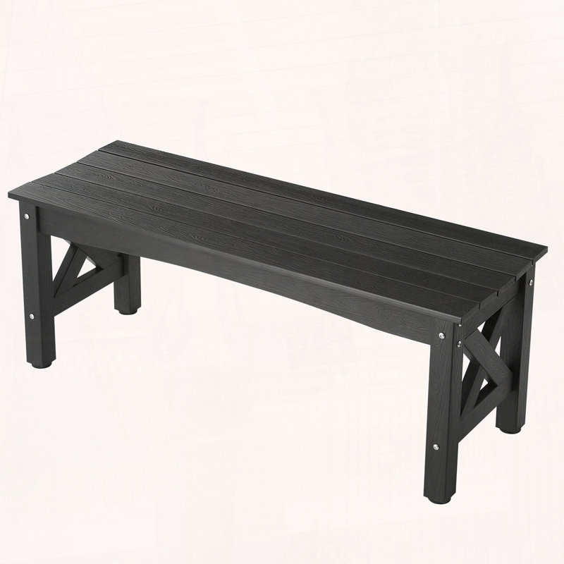 44.5 Weatherproof Plastic Bench with Wood-Look Finish