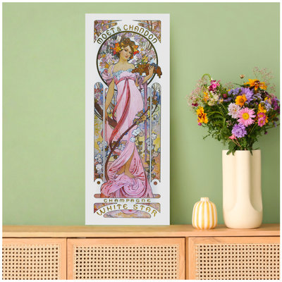 "Moët & Chandon - White Star" par Alphonse Mucha, art mural pour décorations pour bureau à domicile, estampe numérique sur toile 30 x 12 pouces