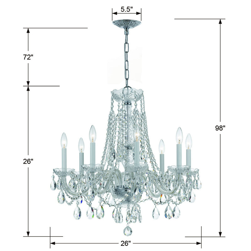 Wehr 8 - Light Glass Classic / Traditional Chandelier, Majestic Wood Polished/Chrome
