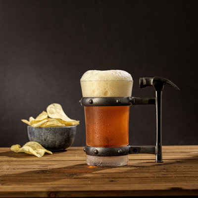 JoyJolt Tools Collection Beer Mug, Hammer Handle, 17.6 oz