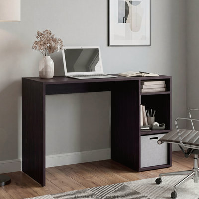 Dalia Compact Computer Desk with 3-Tier Side Open Storage Shelves, Manufactured Wood Home Office Table