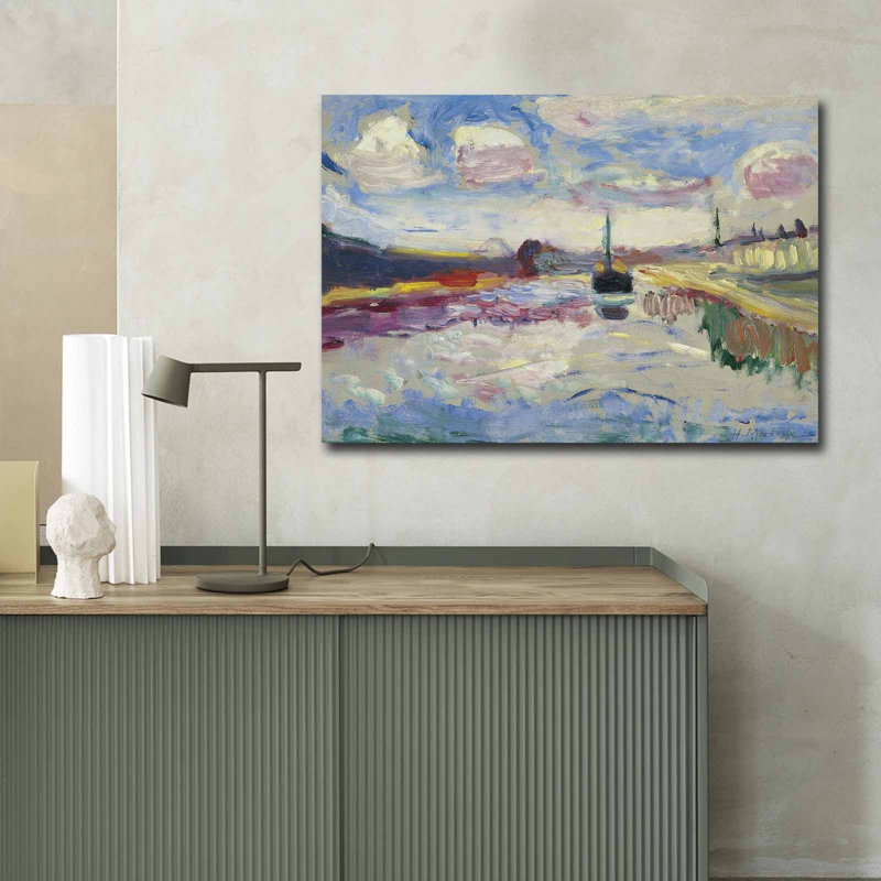 Superbe peinture sur toile décorative par Henri Matisse, canal du midi, 27,6 po x 39,4 po | 100% toile de suède, cadre 100% bois (épaisseur: 1,2 po) | Parfait pour les amateurs de salon et d'art, couleurs vives