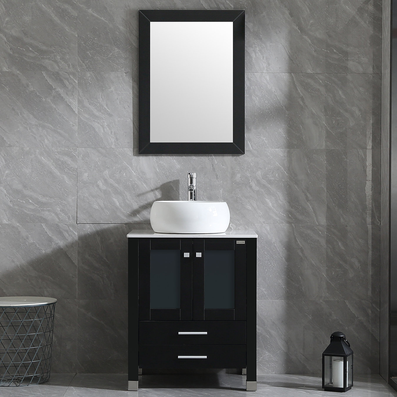 Ebern Designs Malti 24.8'' Single Bathroom Vanity Set with Mirror