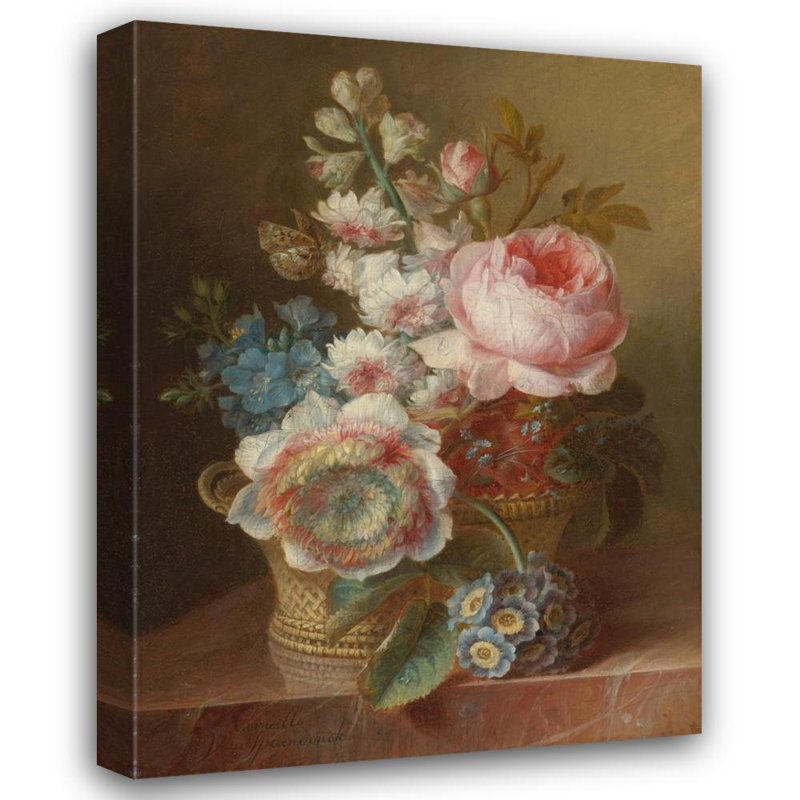 "Nature morte avec des fleurs" par van Van Spaendonck - Art mural sur toile tendue avec châssis, H 24 po x l 17 po