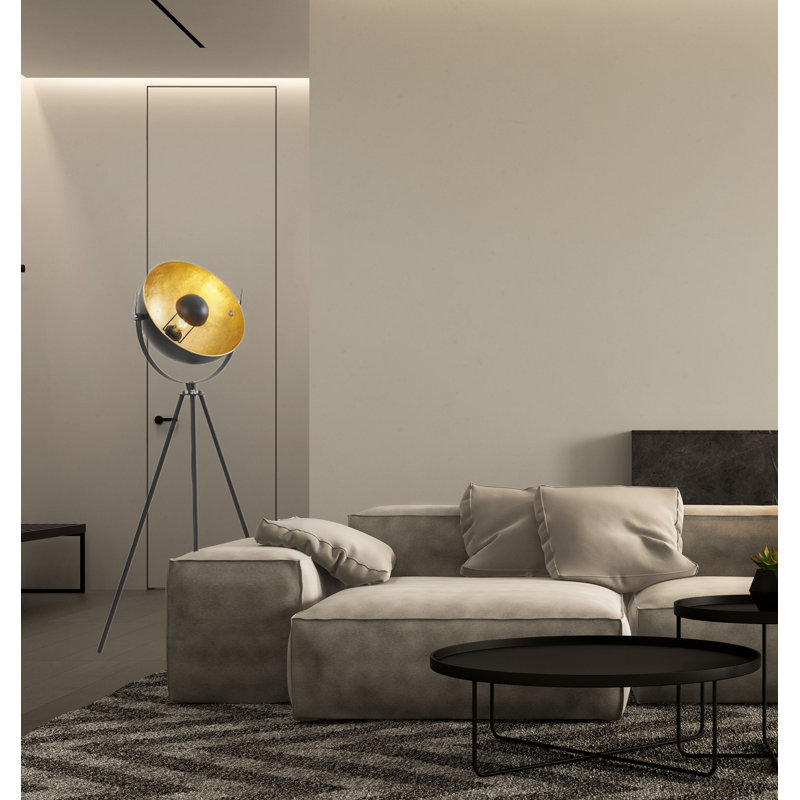 Milana 1 Light Silver Tripod Floor Lamp, Black, Black