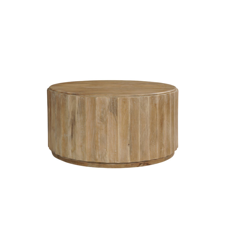 Table basse ronde en bois massif 36 "brun