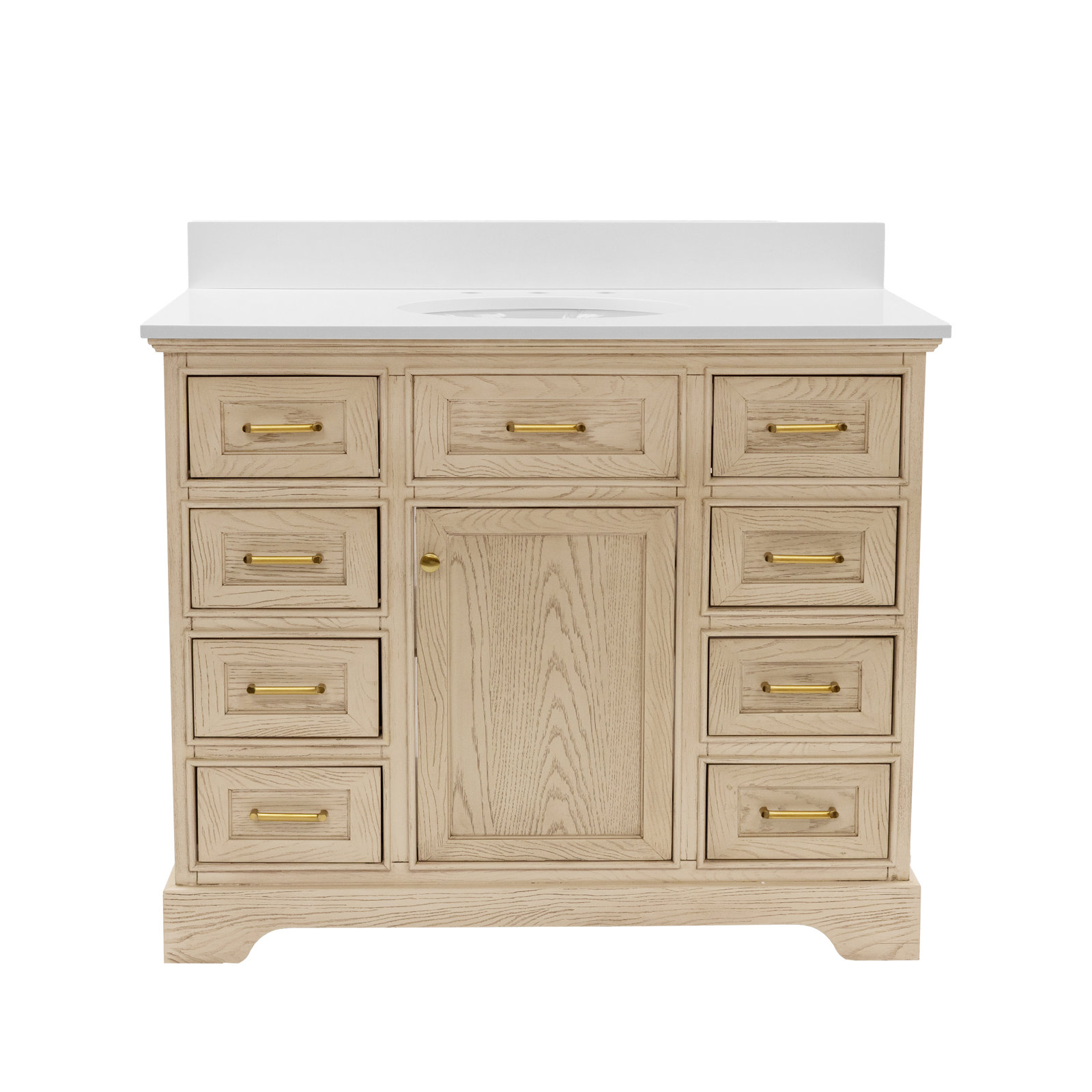 Ronnie 42'' Single Bathroom Vanity, Engineered White, Greige Oak