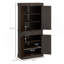 Freestanding Kitchen Pantry, 4 Doors, 2 Large Cabinets, Wide Drawer, Coffee