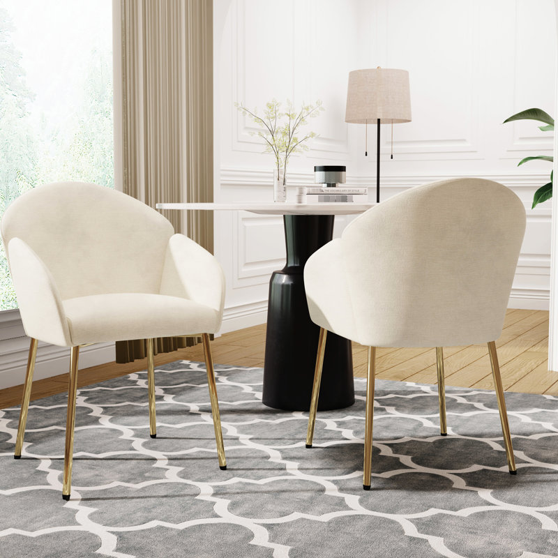 Chaise de salle à manger rembourrée beige de 2 pièces