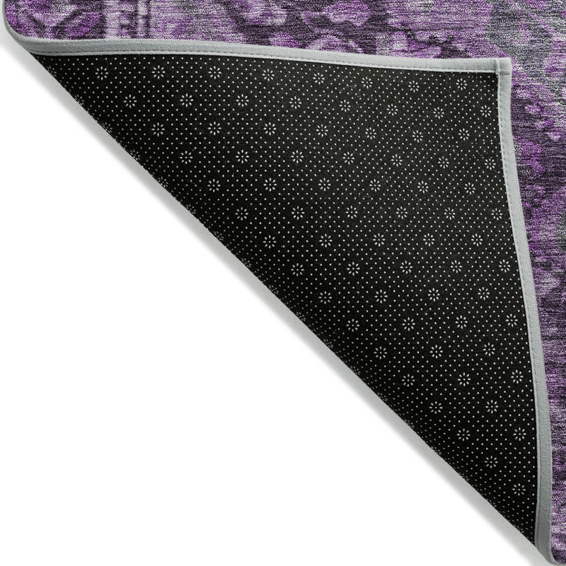 Tapis aubergine Xhevrie intérieur / extérieur lavable à la machine, Rectangle 10 pi x 14 pi