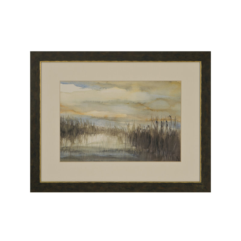 Bleu et jaune marais - peinture encadrée