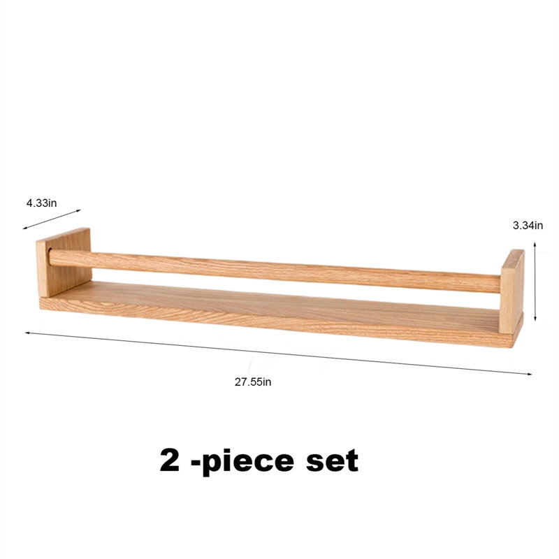 Solid Wood Wall-Mounted Shelf, 3.34" H x 27.55" W x 4.33" D