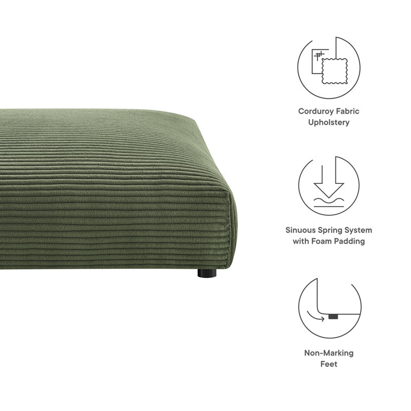 Solace Modular Upholstered Fabric Ottoman, Fern Corduroy