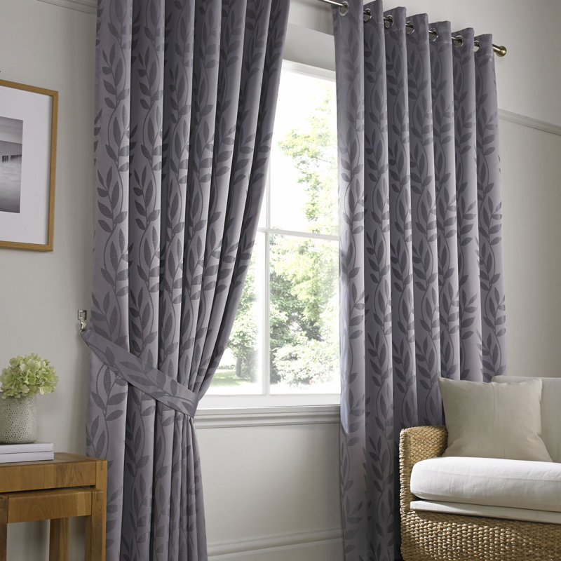 Becquere Ring Top Room Darkening Curtains, 168cm W x 229cm D, Silver