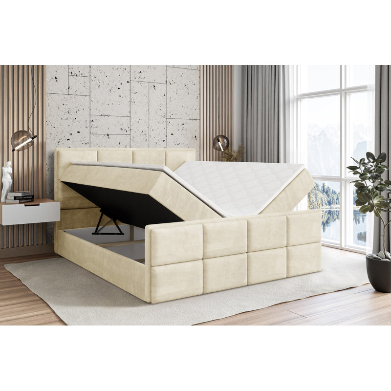 Bed, 140 x 200cm, Beige