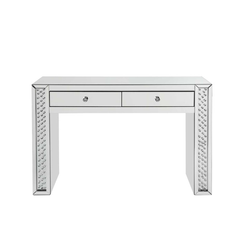 Coiffeuse Nysa, miroir et faux cristaux, Miroir et faux cristaux (2 tiroirs)