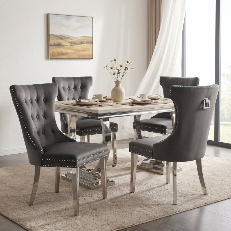 Fauteuil à oreilles Haikey, Argent, Gris foncé