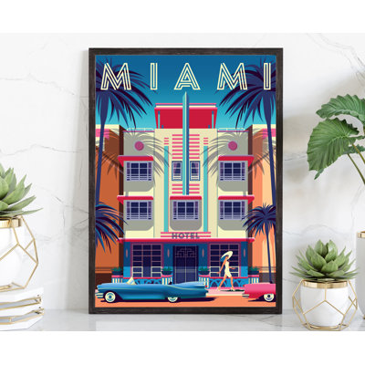 Affiche de voyage de style rétro de Miami, impression rétro non encadrée, art mural maison et bureau