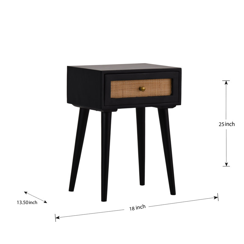 Orlanda 18'' W Solid Wood Nightstand, Black/Brown