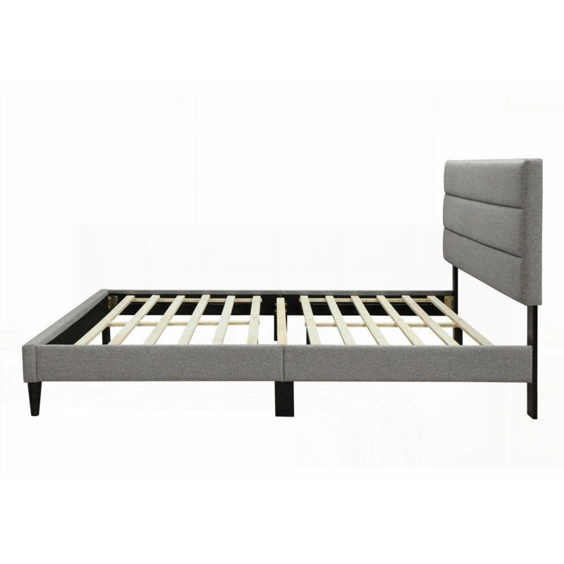 Lit simple dans une boîte avec chargement USB et tissu en polyester gris