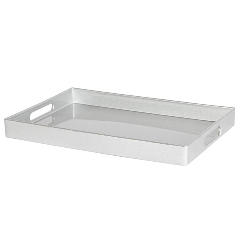 Argon Tableware - Rectangular Melamine Serving Tray, Silver