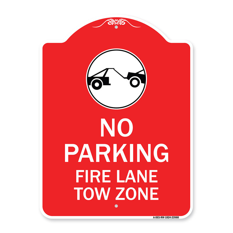 Enseigne Signmission Designer Series - allée de feu, zone de remorquage avec graphique / 23980, H 24 po x l 18 po x p 1 po