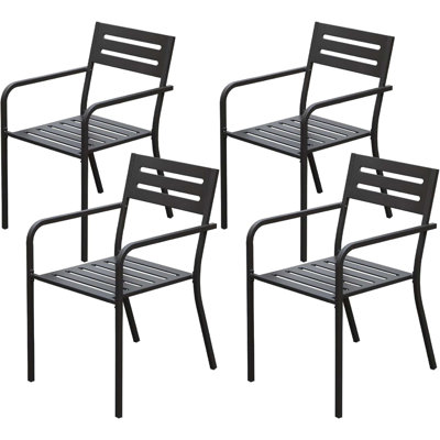 Ensemble exceptionnel de 4 chaises de patio empilables pour le confort extérieur, la détente et un rangement sans effort, idéal pour diverses réunions