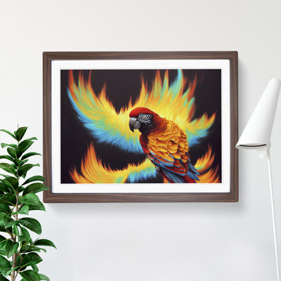 Flaming Macaw Parrot - Single Picture Frame Print