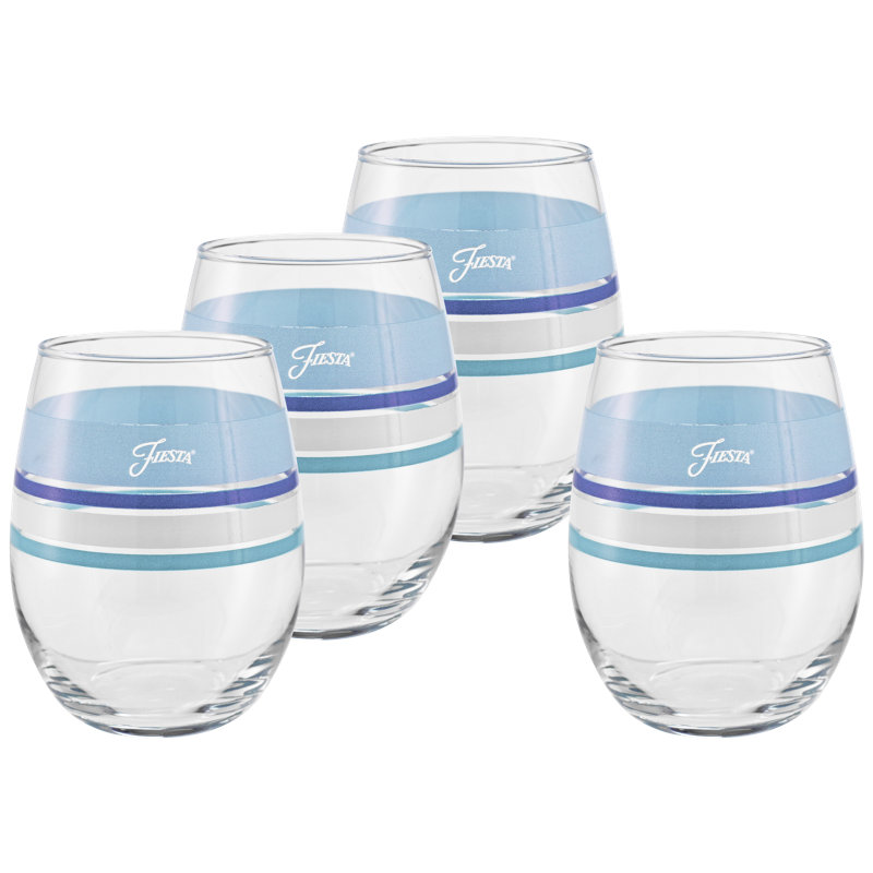 Verre bordeaux Fiesta Coastal Blues , Verre à vin sans pied 15 onces