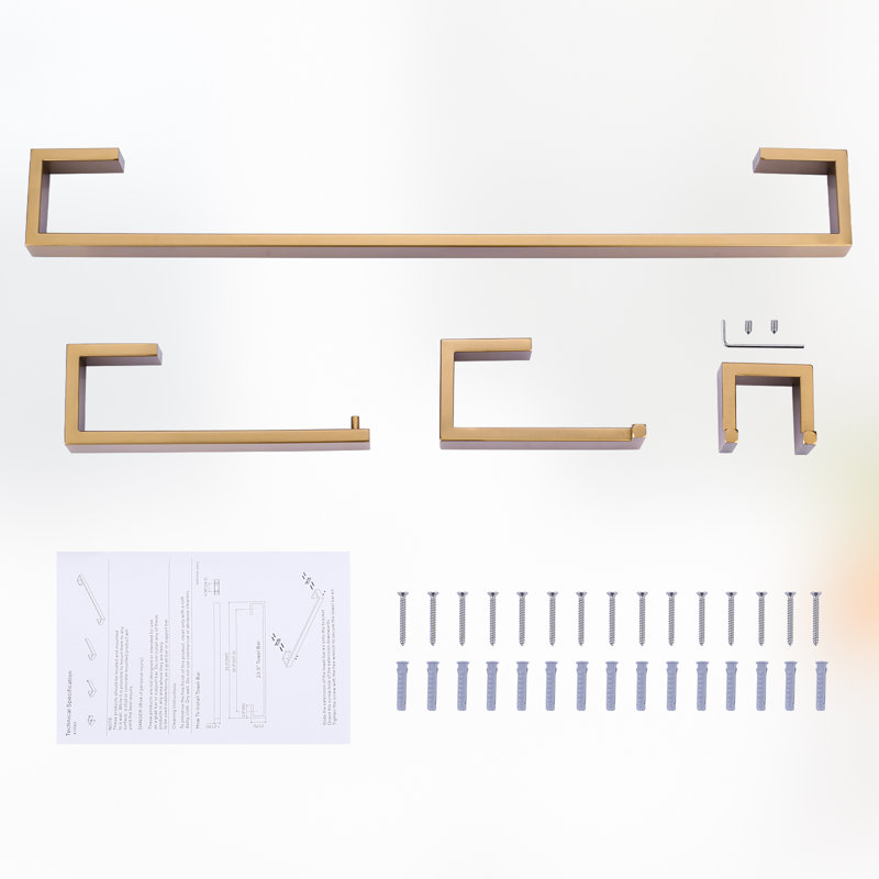 Ensemble de quincaillerie de salle de bain 4 pièces, Or