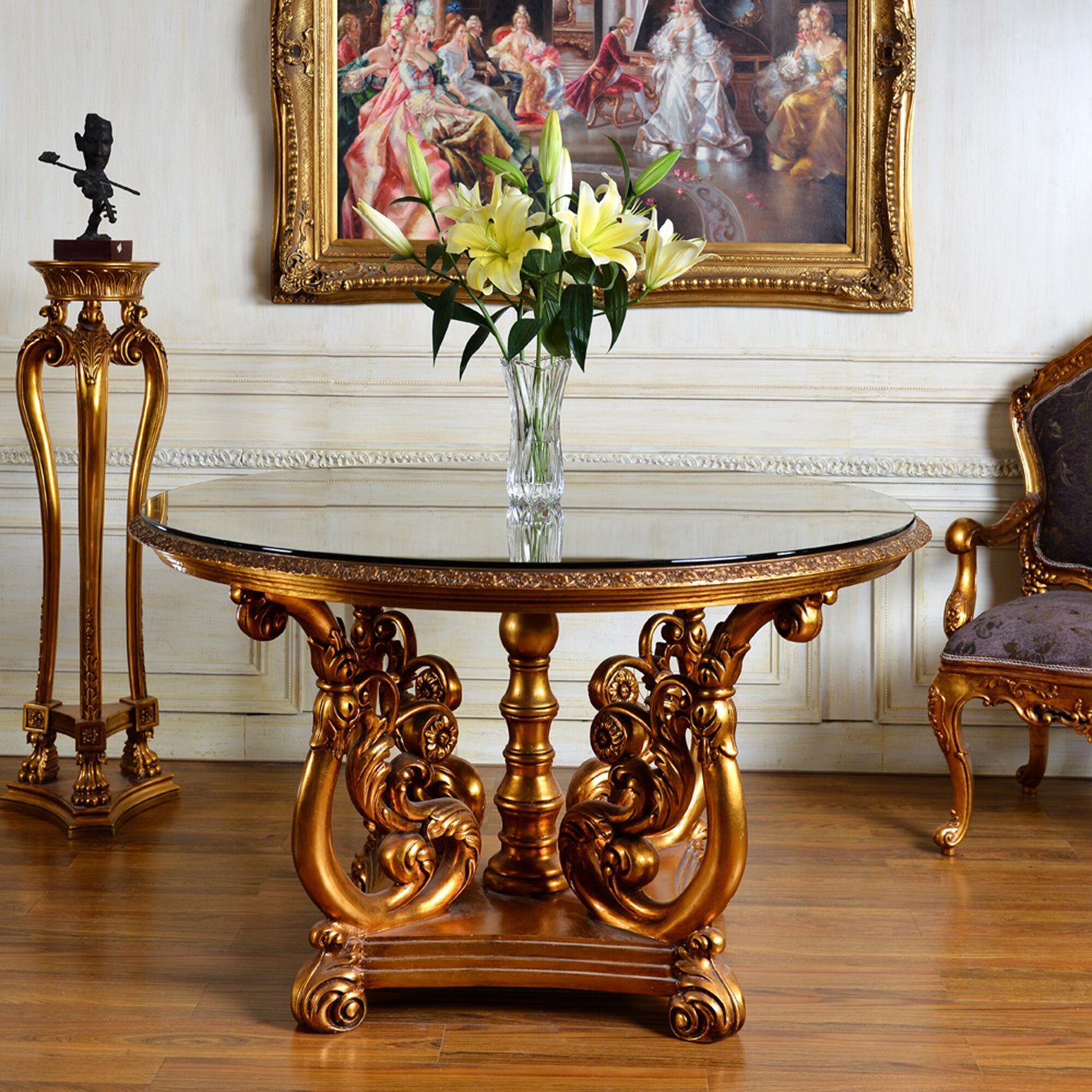 Antique round store entry table