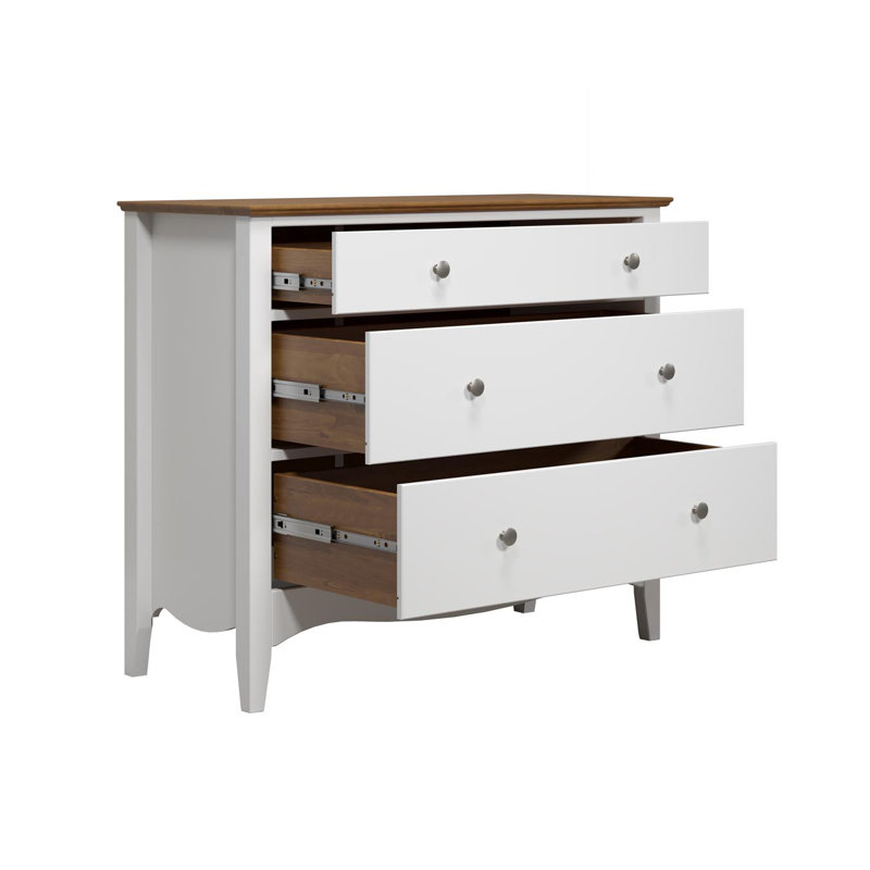 Delrick 3 - Drawer Chest of Drawers, White/Brown