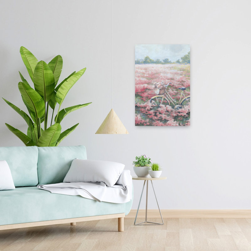 Champ de fleurs, paysage abstrait contemporain, art printanier, H 24 po x l 16 po