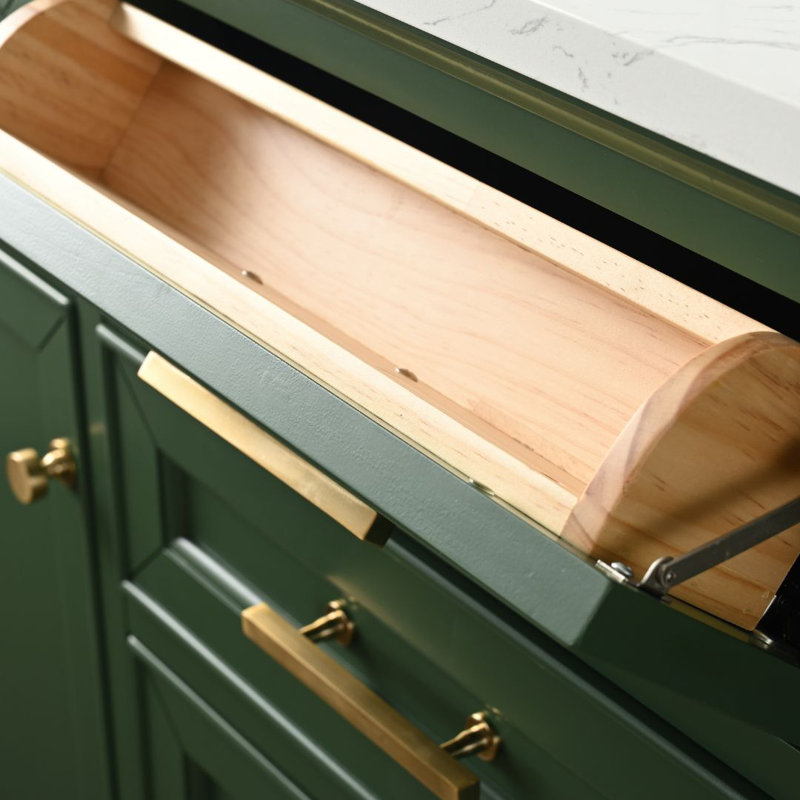 Thompson 60" W Double Vanity, Evergreen/Brushed Gold