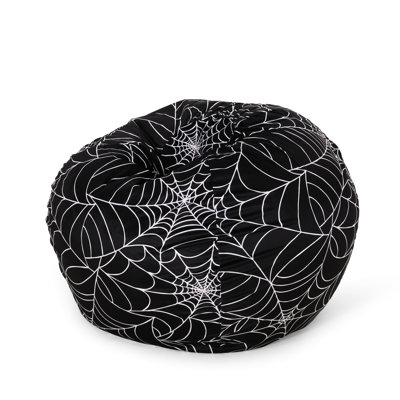 Fauteuil à billes en toile d'araignée noir et blanc - 3 pieds, rembourré de mousse durable, housse à fermeture à glissière amovible pour un entretien facile, option de décoration de salon moderne, blanc, confort exceptionnel en mousse,