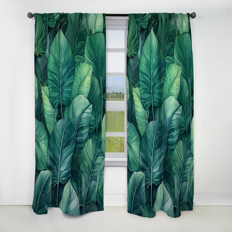 Green Leafs Harmony - Rideau floral - Rideau occultant floral - 1 panneau, L 52 po x L 95 po