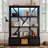 3-Shelf Metal Bookcase With Drawers, Open Bookcase, Vintage Industrial Style Bookcase With LED-917192246